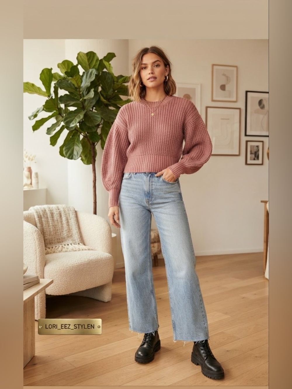 Textured Scoop Neck Sweater in Dusty Rose - Women's Pullover
